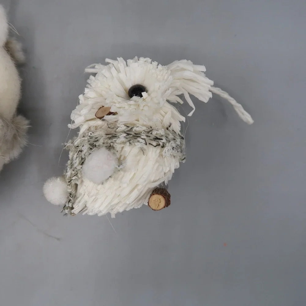 2 Target Wondershop Christmas Ornament Snow Owl Realistic Faux Fur lot